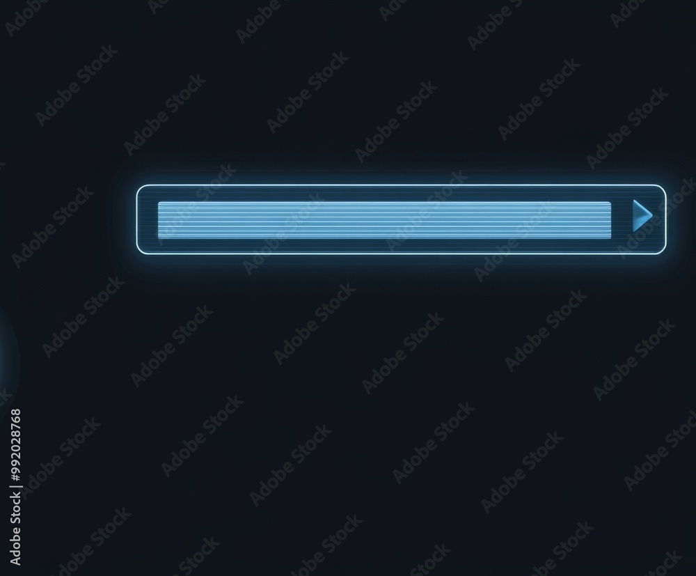 Icon of a simple search bar in light blue and white on a black background Icon of a simple search bar in light blue and white on a black background