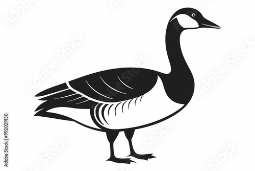 A cute Canada Goose bird for log silhouette black Vector art illustration