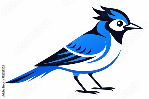 A cute Blue Jay bird for log silhouette black Vector art illustration  photo