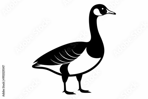 A cute Canada Goose bird for log silhouette black Vector art illustration