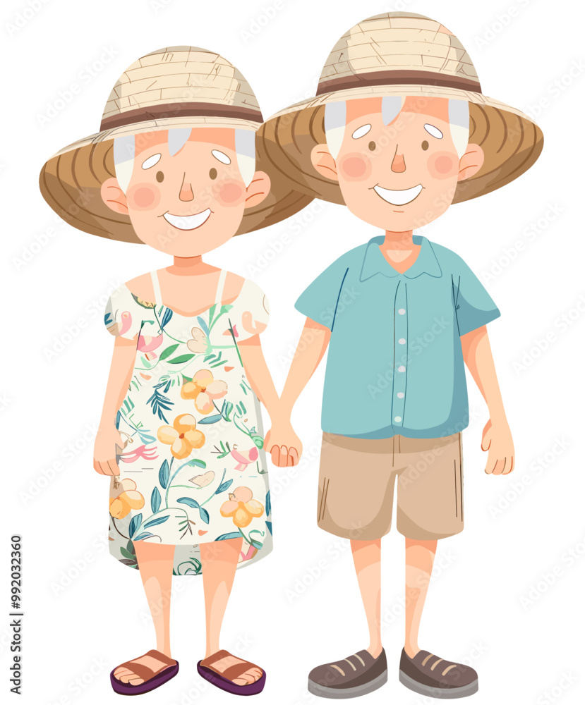 Flat design illustration of grandparents couple isolated over transparent background Flat design illustration of grandparents couple isolated over transparent background