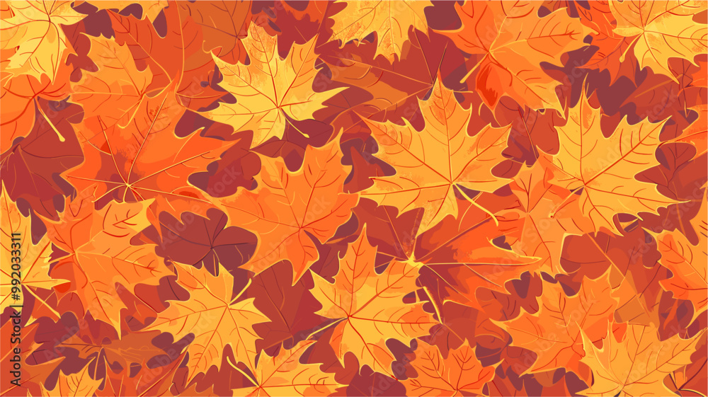 Warm maple leaf patterned background in golden and orange tones Warm maple leaf patterned background in golden and orange tones