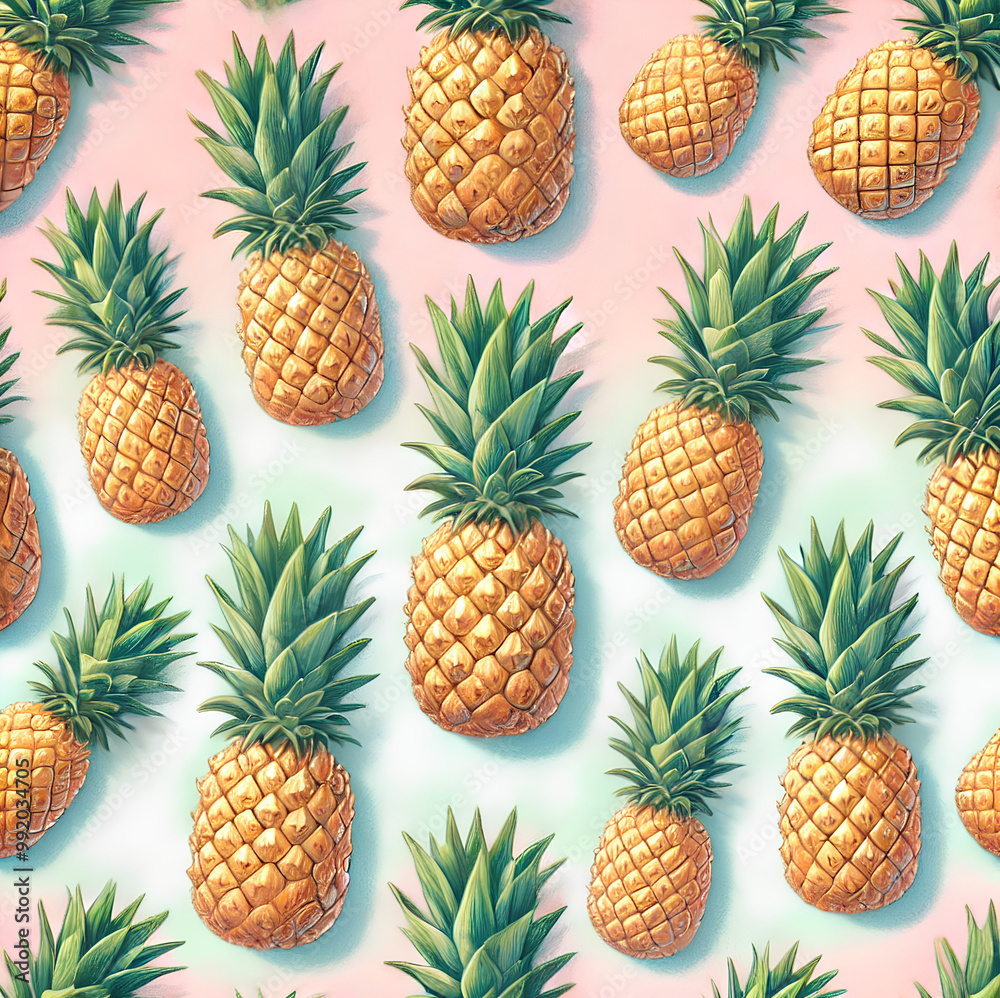 Pineapple grid on pastel background Pineapple grid on pastel background