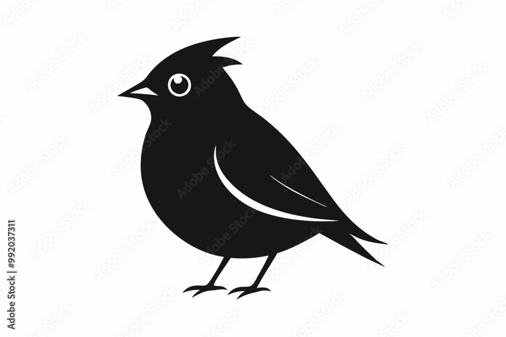 A cute Cedar Waxwing bird for log silhouette black Vector art illustration A cute Cedar Waxwing bird for log silhouette black Vector art illustration