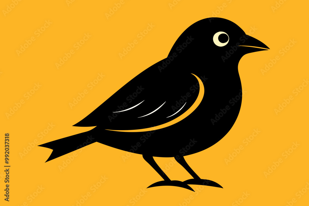Obraz premium A cute Cedar Waxwing bird for log silhouette black Vector art illustration