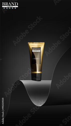 Luxury Product on Curved Background Minimalistic .  product presentation . Vector beauty packaging design