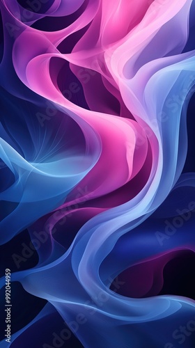 A high-resolution, minimalist abstract background featuring fluid waves of vibrant colors in shades of blue and purple.
