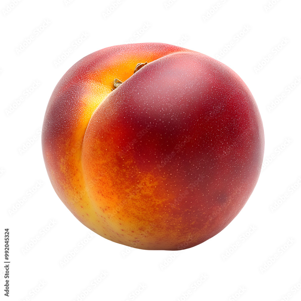 Obraz premium Stone Fruits - Nectarine. A shiny Nectarine with a red and yellow gradient, isolated on transparent backdrop.