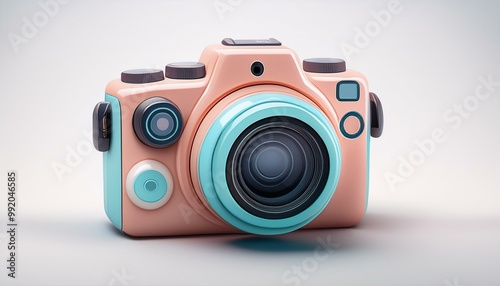 cute 3d modern digital camera on transparency background PNG