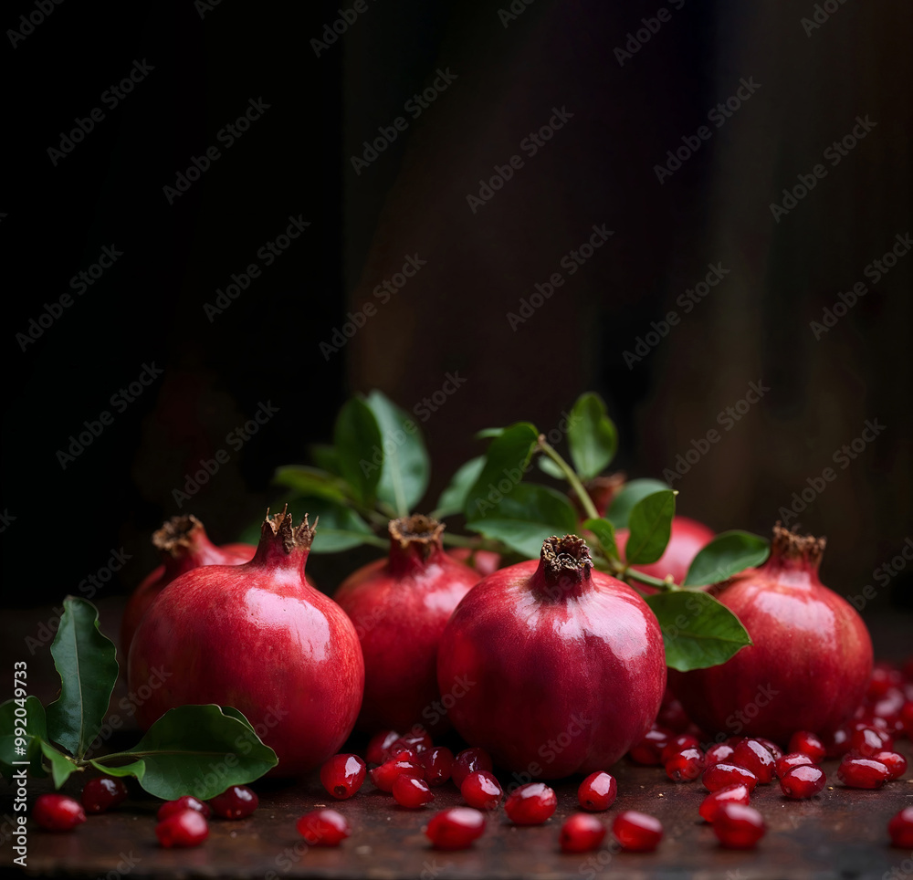happy Yalda night pomegranates and pomegranate seeds on a dark background happy Yalda night pomegranates and pomegranate seeds on a dark background