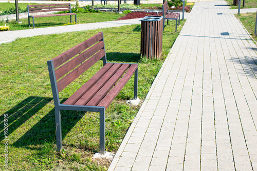 park bench made of wood