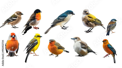 assorted colorful songbirds for nature enthusiasts isolated on transparent background 