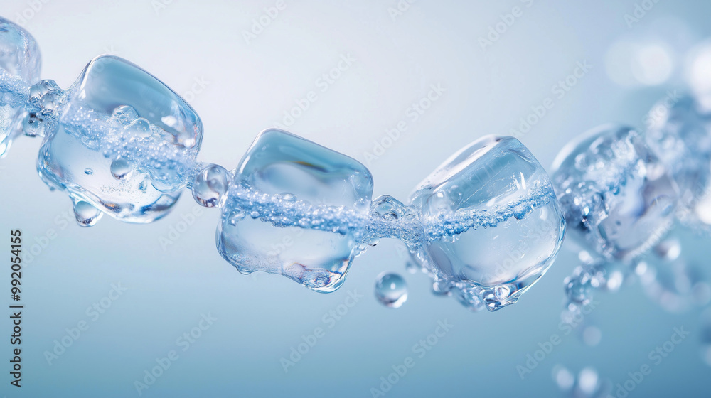 Ice cubes floating in sparkling water stream Ice cubes floating in sparkling water stream