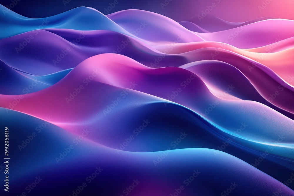 Obraz premium A high-resolution, minimalist abstract background featuring fluid waves of vibrant colors in shades of blue and purple.
