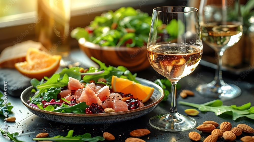 Mora fruit salad fresh arugula almonds citrus dressing served on a rooftop cafs vibrant terrace with sunset views softly blurred behind promoting a nutritious vibrant meal Scientific name Morus nigra Mora fruit salad fresh arugula almonds citrus dressing served on a rooftop cafs vibrant terrace with sunset views softly blurred behind promoting a nutritious vibrant meal Scientific name Morus nigra