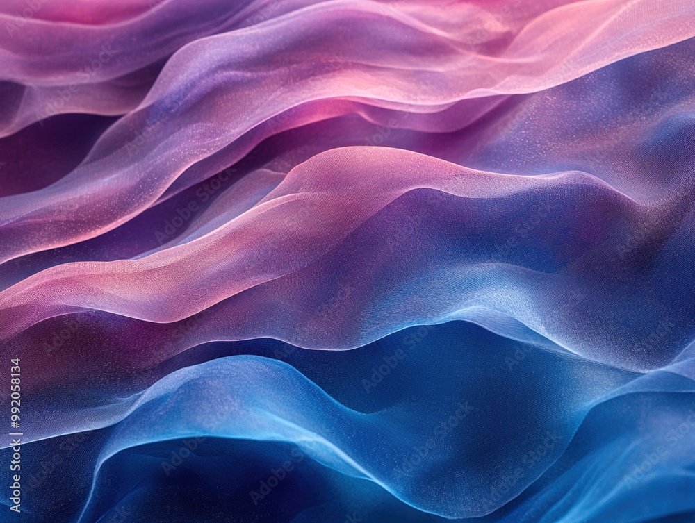 Obraz premium A high-resolution, minimalist abstract background featuring fluid waves of vibrant colors in shades of blue and purple.
