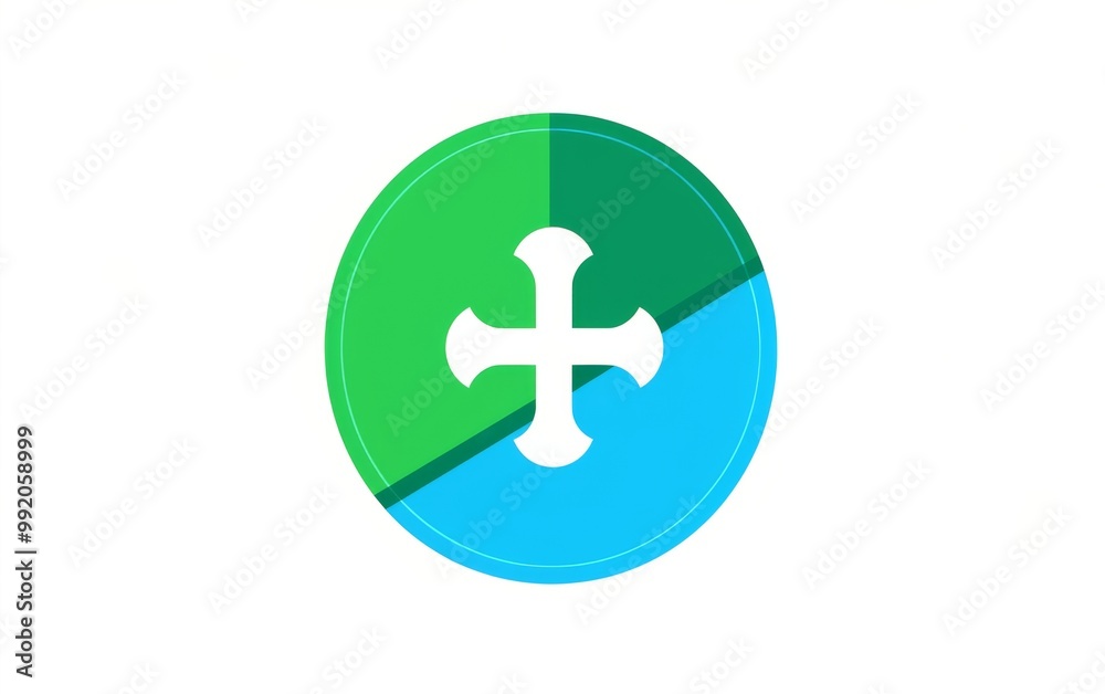 logo with blue and green color scheme, featuring a central medical cross symbol inside a circle on a solid white background, suitable for healthcare or business branding. logo with blue and green color scheme, featuring a central medical cross symbol inside a circle on a solid white background, suitable for healthcare or business branding.