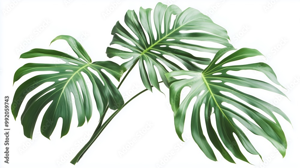 Obraz premium Exotic green tropical summer plant palm leaves branch isolated