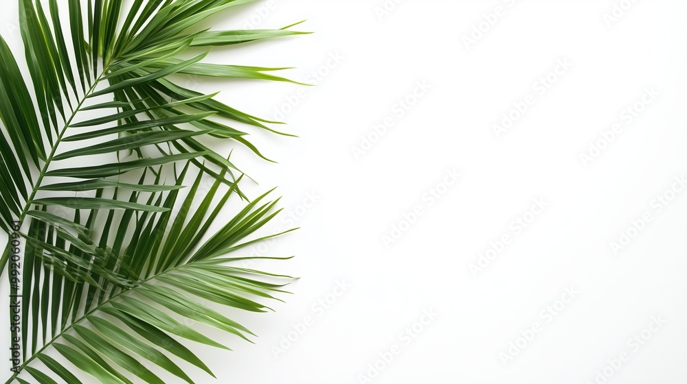 Fototapeta premium Exotic green tropical summer plant palm leaves branch isolated