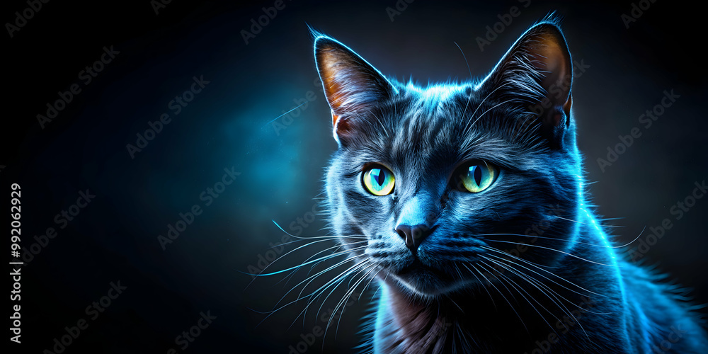 Contemporary blue and black cat with artistic flare , cat,blue, black, contemporary, artistic, flare, modern, design, feline Contemporary blue and black cat with artistic flare , cat,blue, black, contemporary, artistic, flare, modern, design, feline