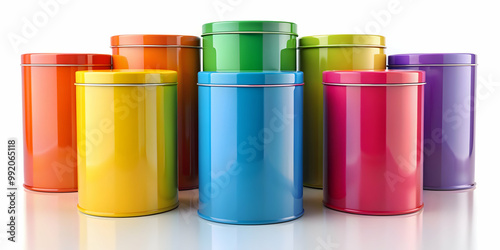 Vibrant and modern cylindrical storage containers in a rainbow of colors , bold, bright, storage, solutions