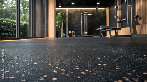 Recycled rubber flooring in modern home gym