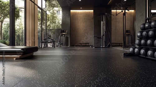 Recycled rubber flooring in modern home gym