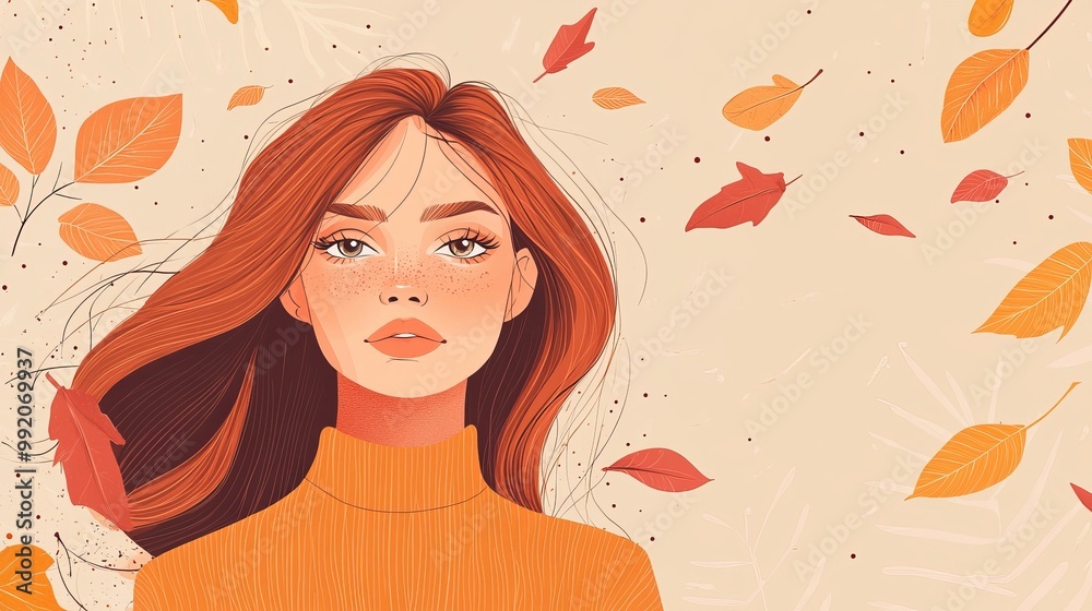 Charming autumn greeting card with a lovely woman. Perfect for posters, flyers, and websites. Hand-drawn with a warm and inviting style. Charming autumn greeting card with a lovely woman. Perfect for posters, flyers, and websites. Hand-drawn with a warm and inviting style.