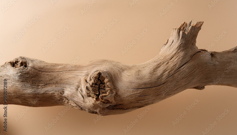 Old dry wooden stump on beige background Old dry wooden stump on beige background