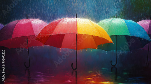 Wallpaper Mural Realistic colorful rainbow umbrellas Torontodigital.ca