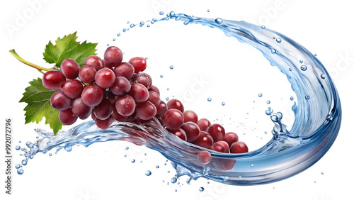grapes in water isolated on transparent background png