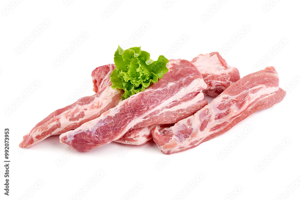 Pork fillet tenderloin, raw meat, close-up, isolated on white background Pork fillet tenderloin, raw meat, close-up, isolated on white background