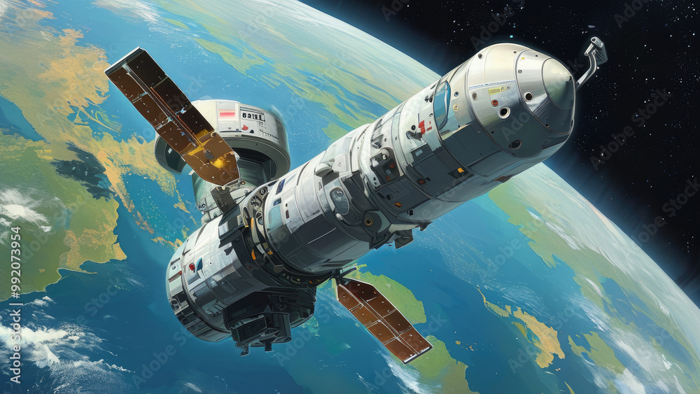 Fototapeta premium Military Satellite: Eyes in the Sky for Defense and Strategy