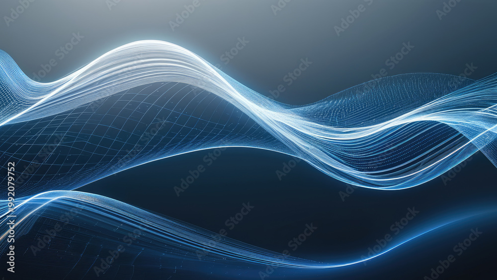 Waves of Glowing Blue and White Lines: A Luminous Flow Waves of Glowing Blue and White Lines: A Luminous Flow