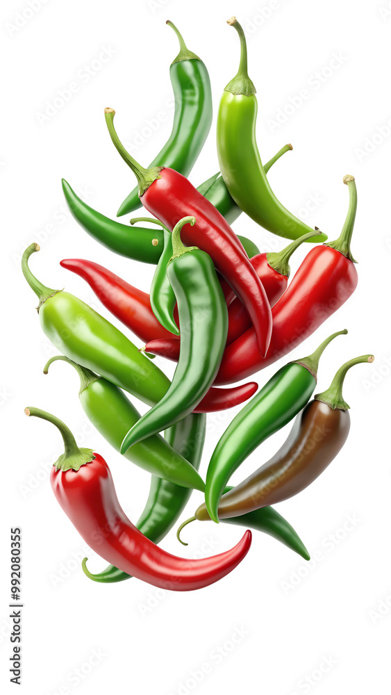 red and green peppers pear isolated on transparent background png red and green peppers pear isolated on transparent background png