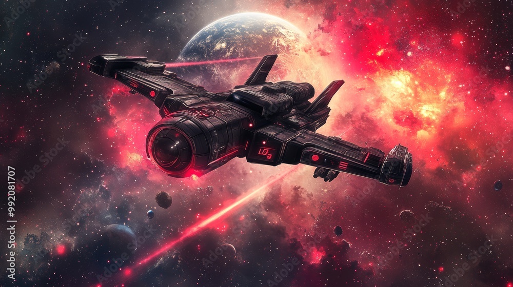 custom made wallpaper toronto digitalHypersonic Spaceship Soaring Past Earth - A futuristic spacecraft streaks through the cosmos, leaving the blue marble behind.