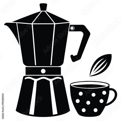 cup of espresso- and- moka pot vector