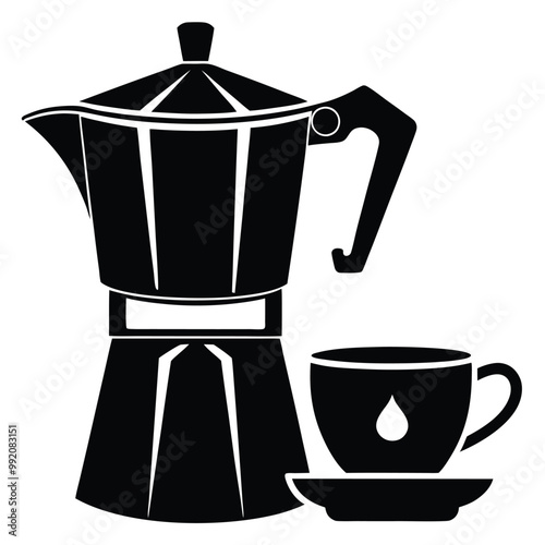 cup of espresso- and- moka pot vector