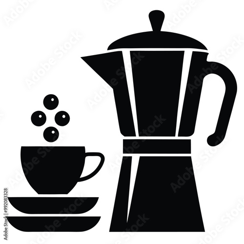 cup of espresso- and- moka pot vector