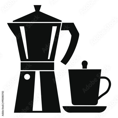 cup of espresso- and- moka pot vector