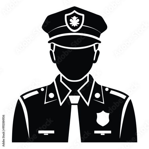 police officer vector black color silhouette