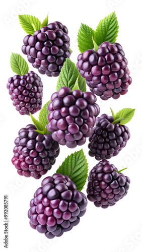 blackberry falling in the air isolated on transparent background png 