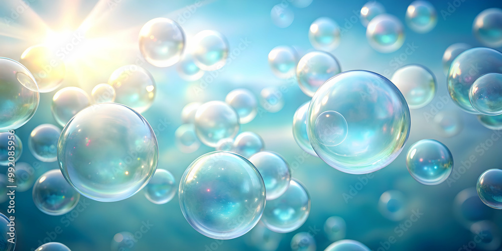 Dreamy and ethereal scene of floating translucent bubbles against a soft blue background, dreamy, ethereal, bubbles Dreamy and ethereal scene of floating translucent bubbles against a soft blue background, dreamy, ethereal, bubbles