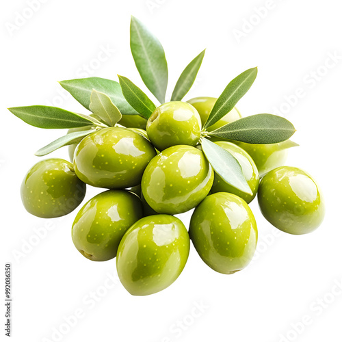 Wallpaper Mural  Tree Fruits - Olive. A cluster of green Olives with leaves attached, isolated on transparent backdrop. Torontodigital.ca