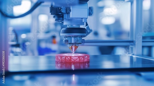 Modern 3D Printing Technology, crafting technique, closeup manufacturing