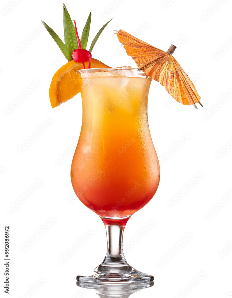 tropical cocktail with a cherry and umbrella