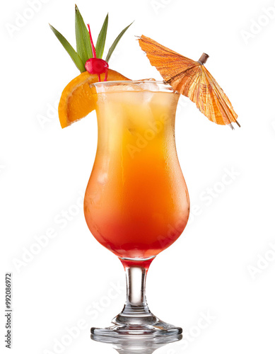 Obraz na płótnie tropical cocktail with a cherry and umbrella w salonie
