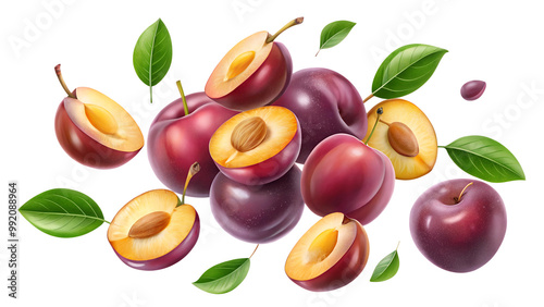plum mango isolated on transparent background png