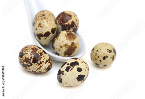 Quail eggs are isolated on a white background