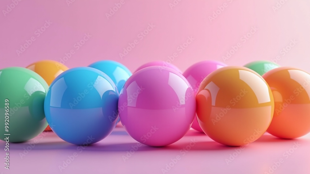 Glossy Colorful Spheres in a Pastel Gradient Background Glossy Colorful Spheres in a Pastel Gradient Background
